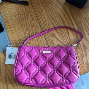 Kate Spade Linet Astor Court Quilted Wristlet hot pink